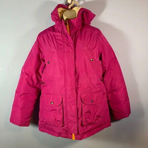 Lands end girls winter parka coat magenta pink down filled size XL 16 warm
